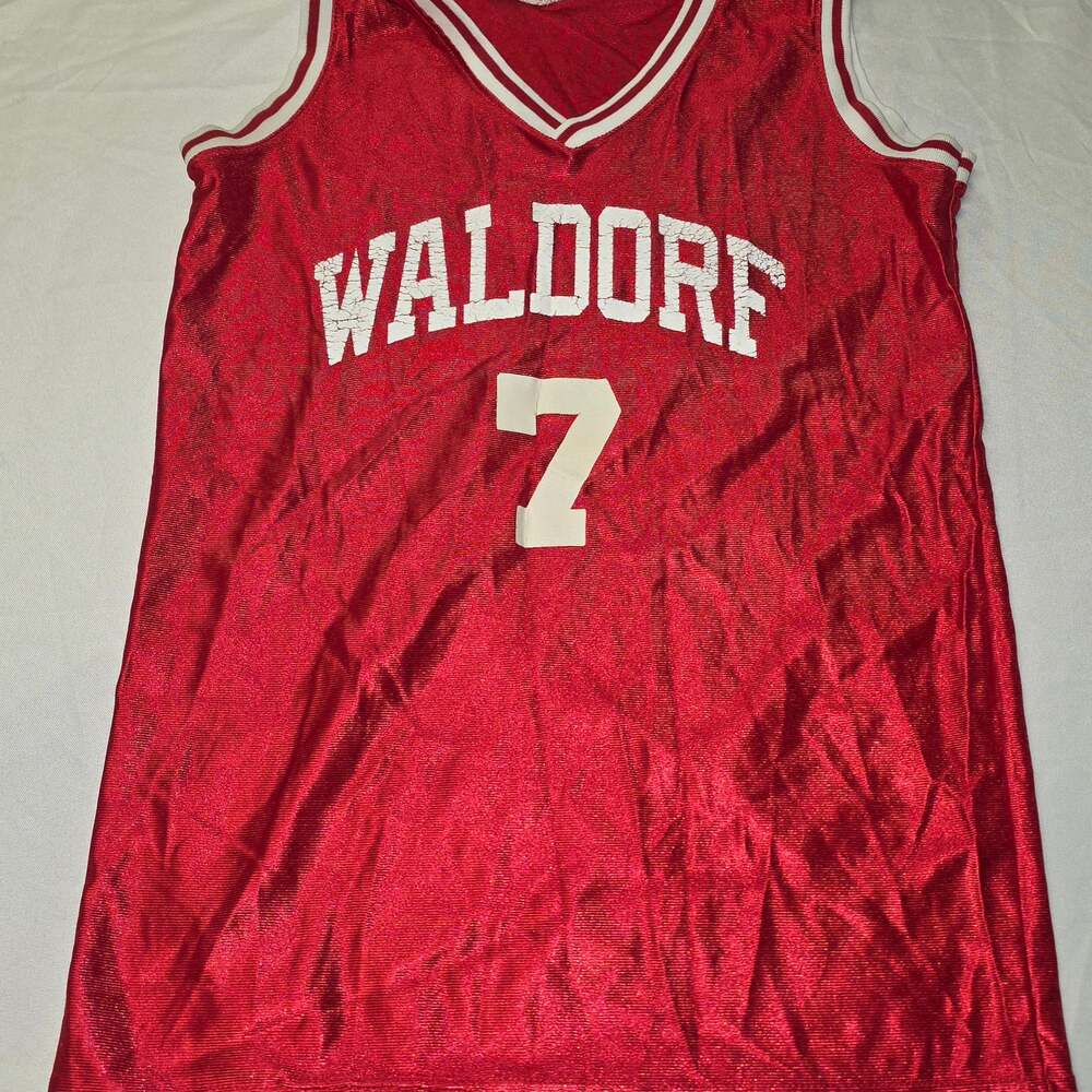 Vintage Waldorf Basketball Jersey Red Women's Size Smalll Don Alleson #7
